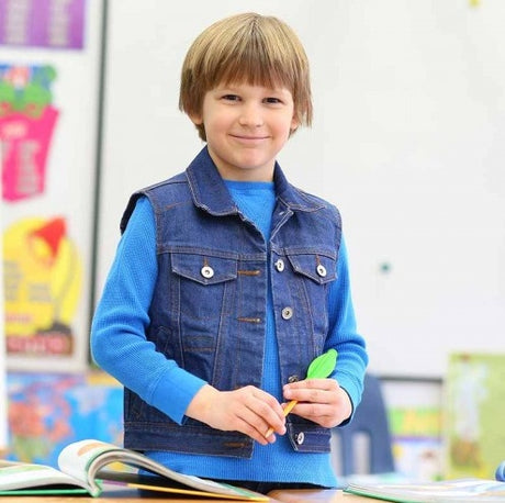 Kid's Denim Weighted Vest with Shoulder Weights