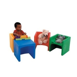 Indoor/Outdoor 3-In-1 Cube Chairs/Tables (Set of 4 Primary Colors)