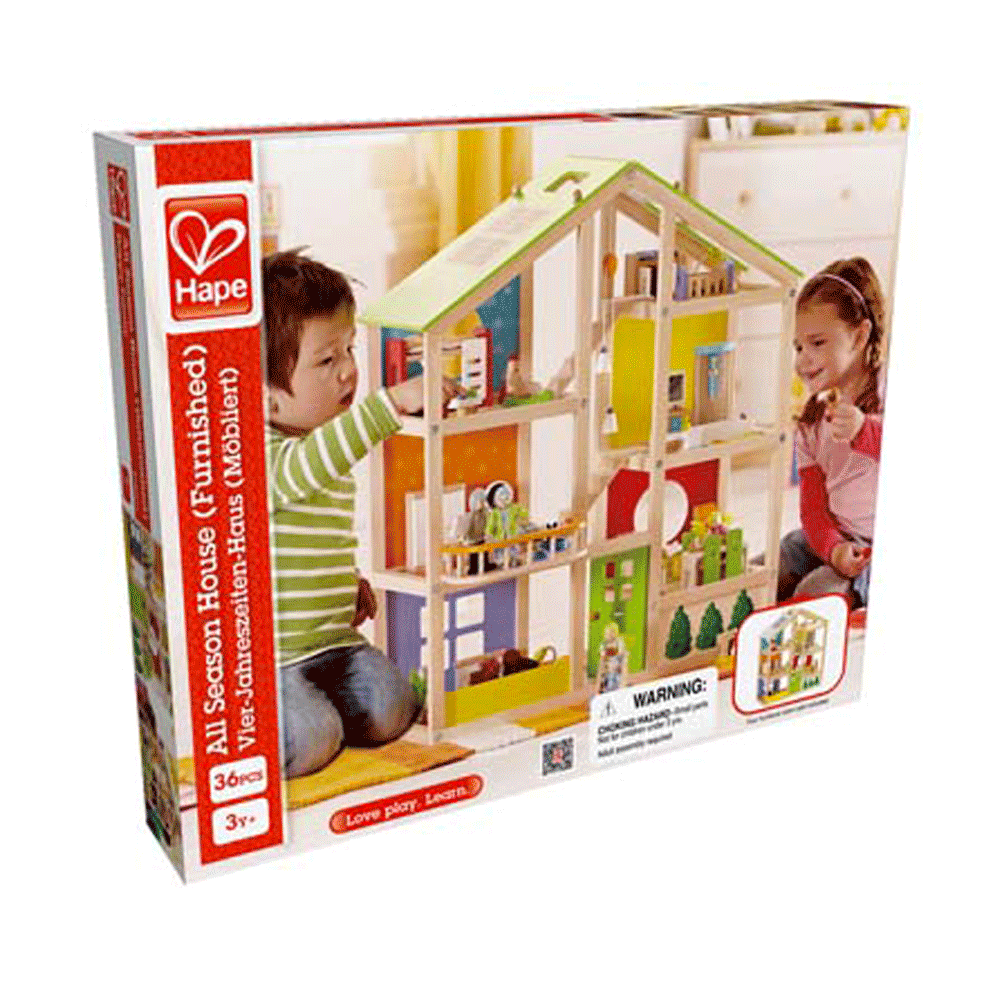Hape All Seasons Furnished Wooden Dollhouse