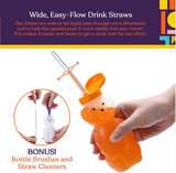 Juice Bear Bottle Drinking Cup with Long Straws, 3-pack