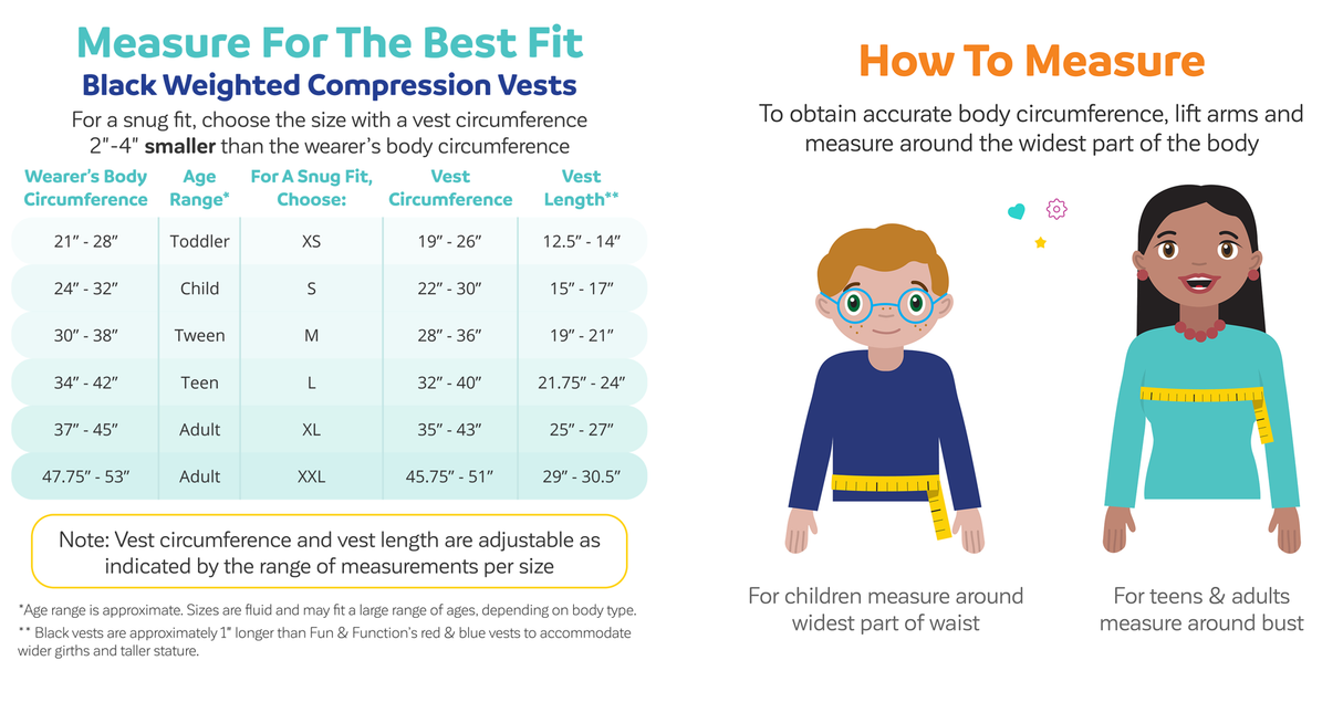 Fun & Function Teen/Adult Black  Weighted Compression Vest